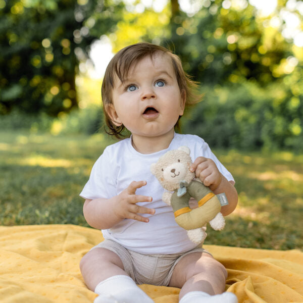 FehnNATUR Soft Ring Grab Rattle Bear