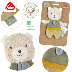 FehnNATUR Small Olive Crinkle Newborn Teddy Bear