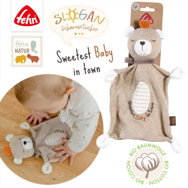 FehnNATUR Comforter Sweetest Baby In Town Bear Soother Security Blanket