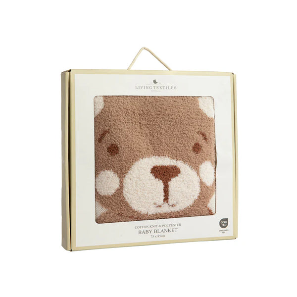 Cuddly Bear Baby Blanket Living Textiles Jacquard Pram Blanket