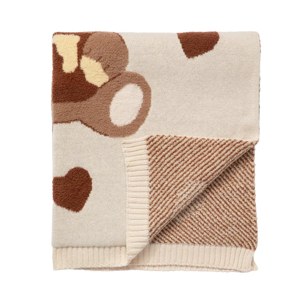 Cuddly Bear Baby Blanket Living Textiles Jacquard Pram Blanket
