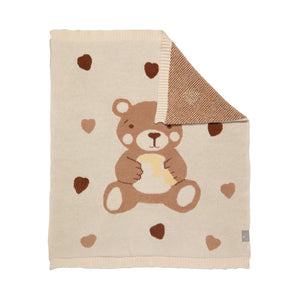 Cuddly Bear Baby Blanket Living Textiles Jacquard Pram Blanket