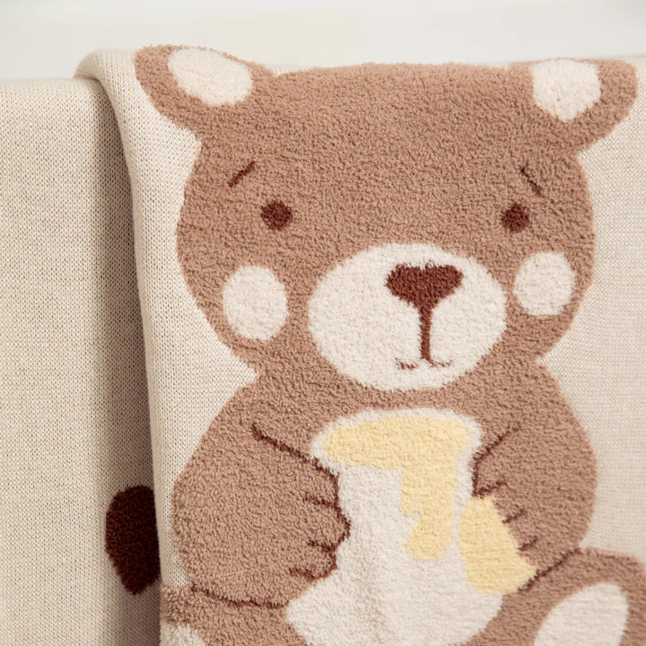 Cuddly Bear Baby Blanket Living Textiles Jacquard Pram Blanket