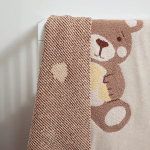 Cuddly Bear Baby Blanket Living Textiles Jacquard Pram Blanket