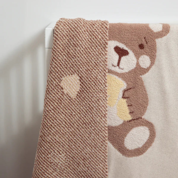 Cuddly Bear Baby Blanket Living Textiles Jacquard Pram Blanket