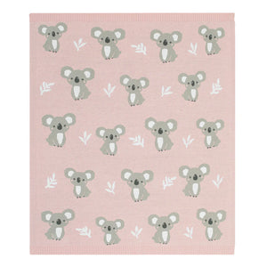 Blush Koala 100 % Cotton Australiana Knitted Baby Blanket