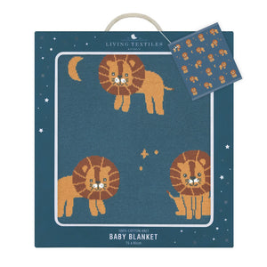 Cute Whimsical 100 % Cotton Knit Lion Baby Blanket