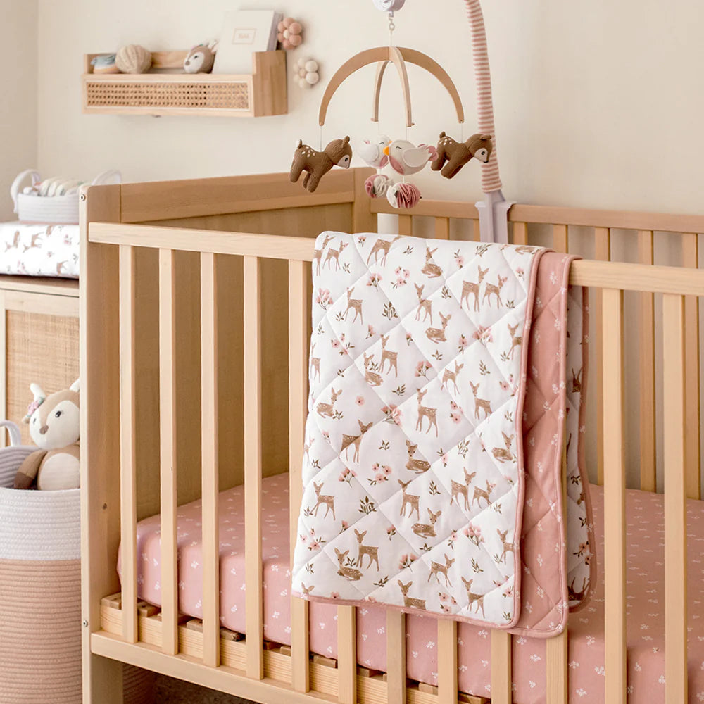 Sophia's Garden Living Textiles Quilted Organic Jersey Fawn Cot Comforter Nursery Quilt Blanket