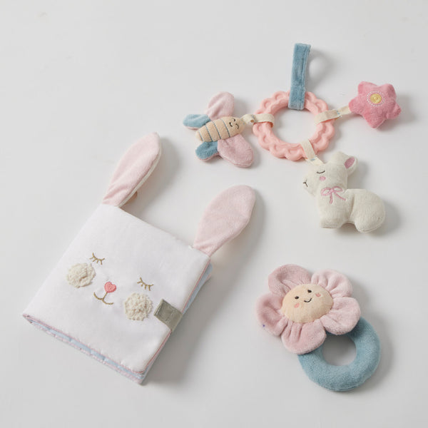 Plush Flower Grab Rattle Newborn Baby Shower Gift Idea