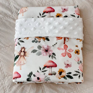 Fairy Garden Snuggly Minky Baby Blanket Pram Blanket