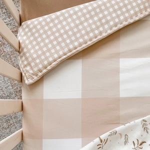 Sand Gingham Baby Nursery Cot Quilt Cotton Reversible