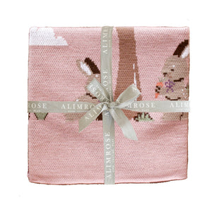 Bunnies Day Out Alimrose Cotton Petal Pink  Baby Blanket