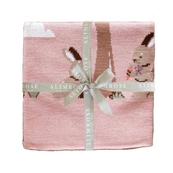 Bunnies Day Out Alimrose Cotton Petal Pink  Baby Blanket
