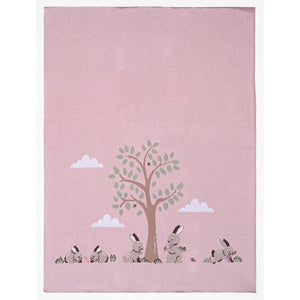 Bunnies Day Out Alimrose Cotton Petal Pink  Baby Blanket