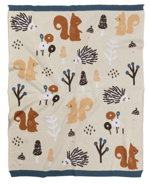 2 piece Forest Cotton Knit Baby Blanket & Matching Swaddle Wrap Set