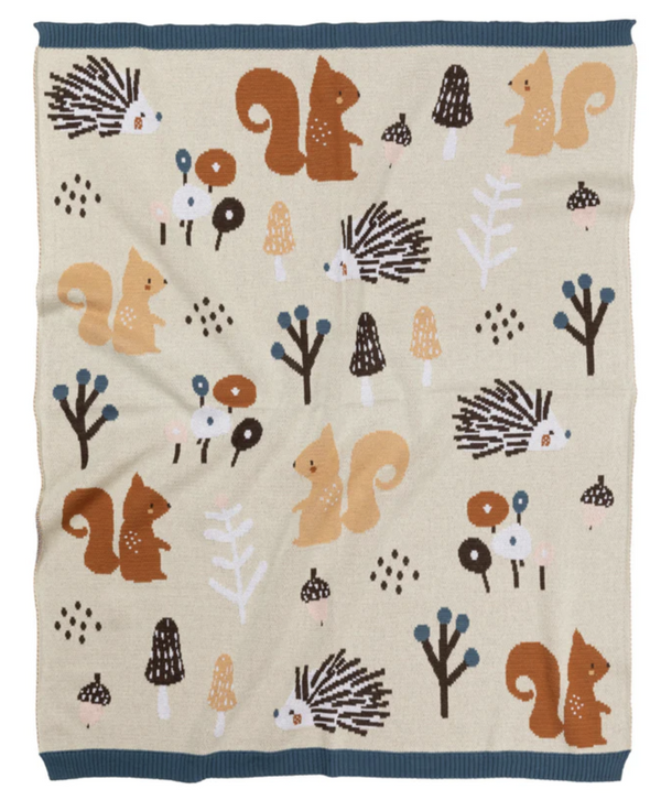 2 piece Forest Cotton Knit Baby Blanket & Matching Swaddle Wrap Set