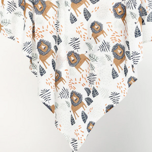 2 pce Lindsay Lion Cotton Knit Baby Blanket & Matching Musling Wrap Set