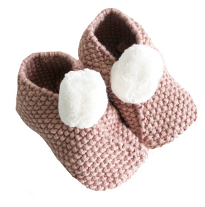 Blossom Pink Pom Poms Organic Baby Blanket & Pom Pom Booties Gift Set
