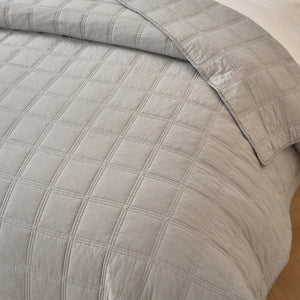 Smokey Grey Cotton Quilted Coverlet Bedcover Set Available in 4 Sizes