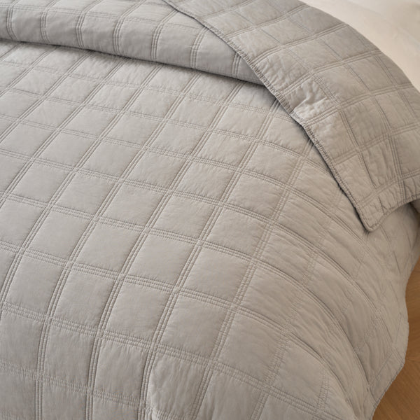 Smokey Grey Cotton Quilted Coverlet Bedcover Set Available in 4 Sizes