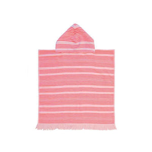 Coral Striped Kids Poncho Beach Towel