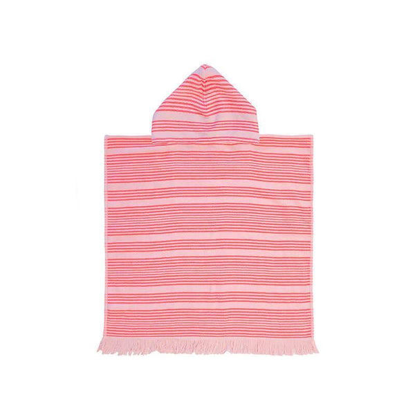 Coral Striped Kids Poncho Beach Towel