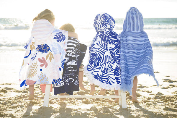 Marine Striped Kids Poncho Beach Towel