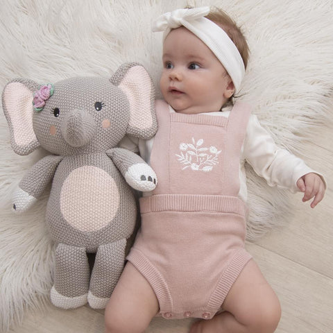 Ella the Elephant Baby Knit Soft Toy Doll Baby Shower Nursery Decor Gift Idea