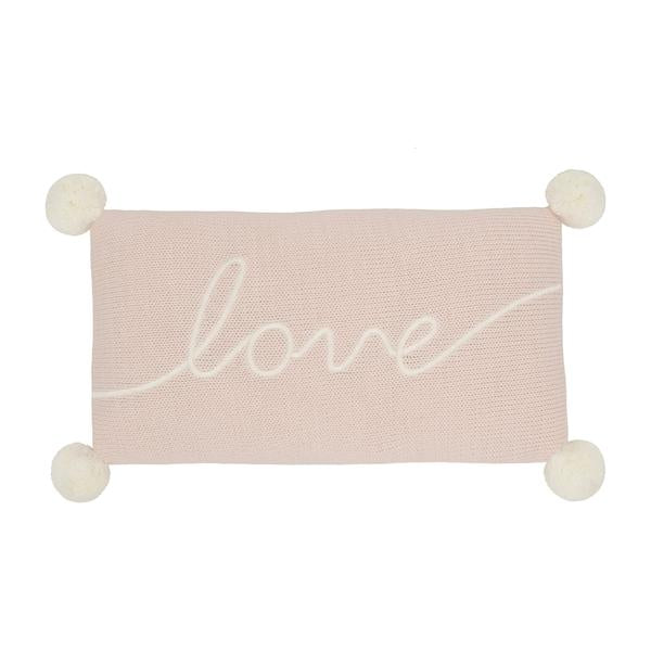Pink Pom Pom Cotton Knit Meadow Love Decorator Cushion