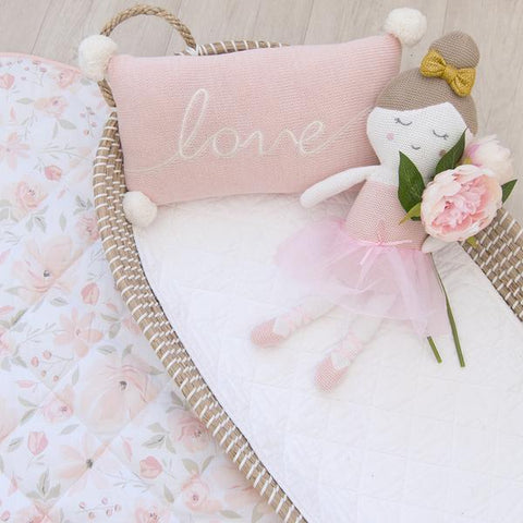 Pink Pom Pom Cotton Knit Meadow Love Decorator Cushion