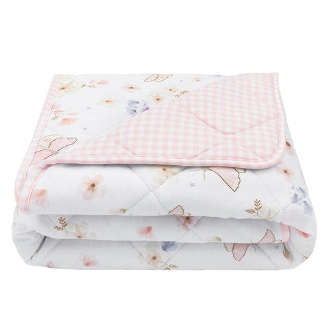 Butterfly Garden Reversible Jersey Cot Comforter Nursery Quilt Blanket