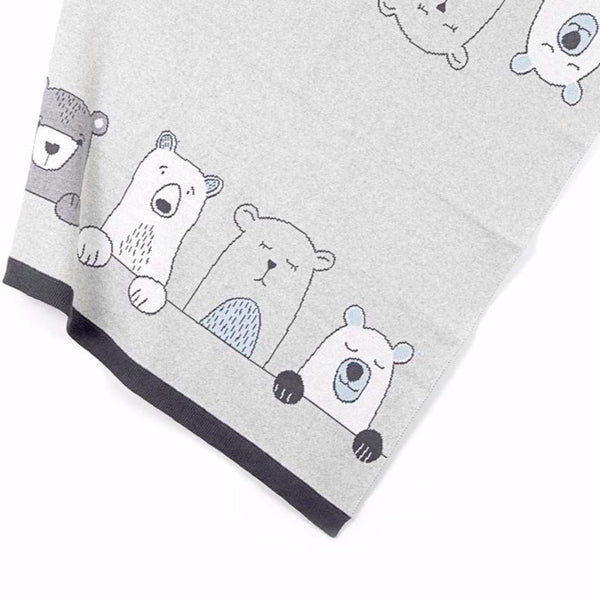 3 piece Henry Bears Baby Blanket, Baby Quilt & Matching Baby Hat Set