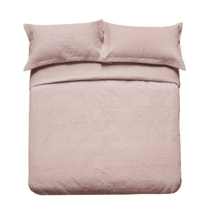 Botanica Shell Pink Embossed Coverlet Bedcover & Pillow Case Set
