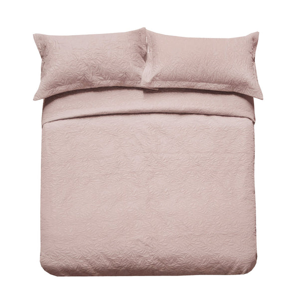 Botanica Shell Pink Embossed Coverlet Bedcover & Pillow Case Set