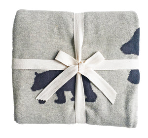 Bear & Star Cot Baby Blanket Reversible Nursery Blanket