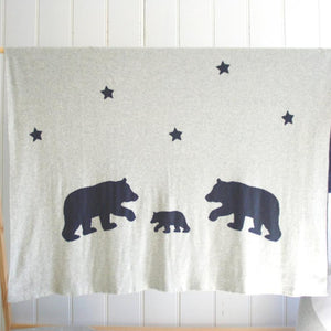 Bear & Star Cot Baby Blanket Reversible Nursery Blanket