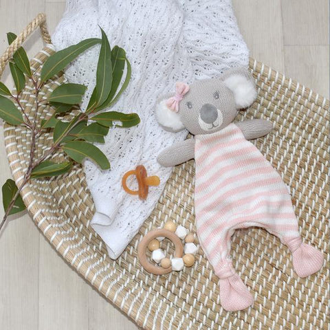 Chloe Koala Cotton Knit Baby Soother Security Blanket