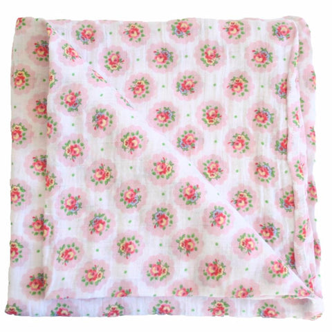Muslin Baby Swaddle Wrap Shabby Chic Floral Medallion