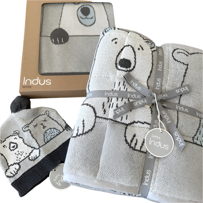3 piece Henry Bears Baby Blanket, Baby Quilt & Matching Baby Hat Set