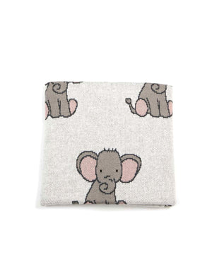 Baby Girls Pink Elephant Cotton Knit Baby Blanket
