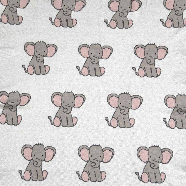 Baby Girls Pink Elephant Cotton Knit Baby Blanket