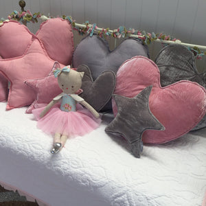 Small Grey Velvet Heart Shaped Cushion