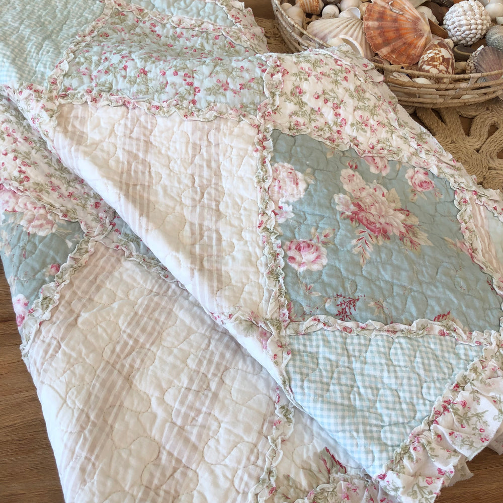 Country Charm Floral Multi Quilted Patchwork Cotton Throw Rug