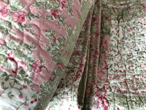 Cottage Sprig Patchwork Single Quilted Coverlet Bedcover & one Pillow Case Set