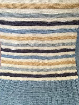 Striped Cotton Knit Baby Cot Pram Blanket in Pink or Blue