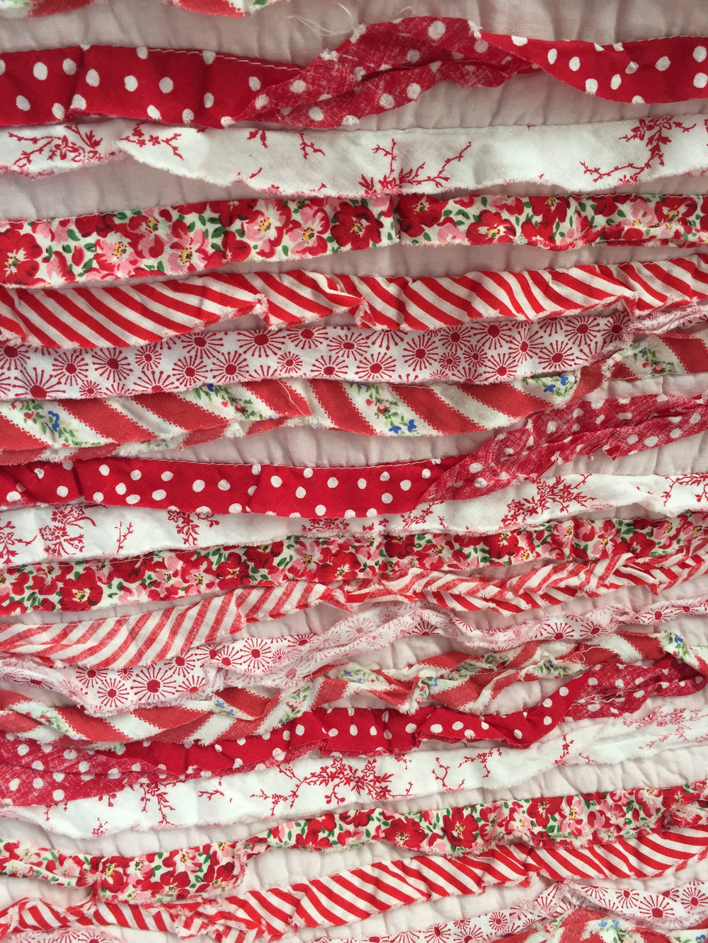 Indie Frill Raspberry Shabby Chic Cotton Ruffle Throw Rug