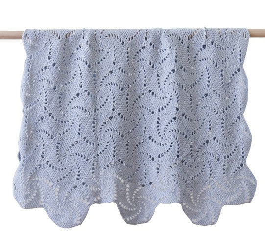 Crochet Swirl Baby Blanket in Blue Pink or Cream with bonus Emma Heart Shaped Rattle