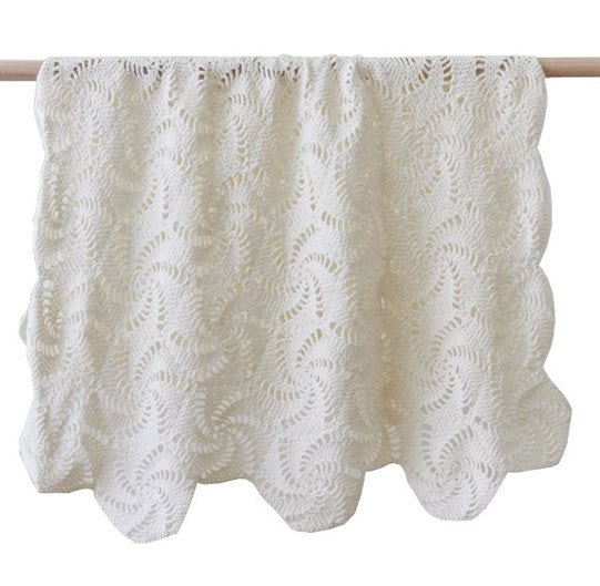 Crochet Swirl Baby Blanket in Blue Pink or Cream with bonus Emma Heart Shaped Rattle