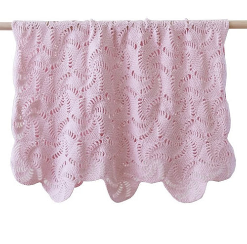 Crochet Swirl Baby Blanket in Blue Pink or Cream with bonus Emma Heart Shaped Rattle