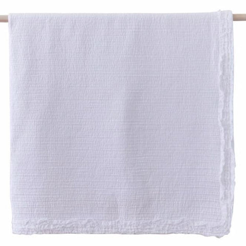 Maple Cotton Quilted Shabby Chic Throw Rug in White